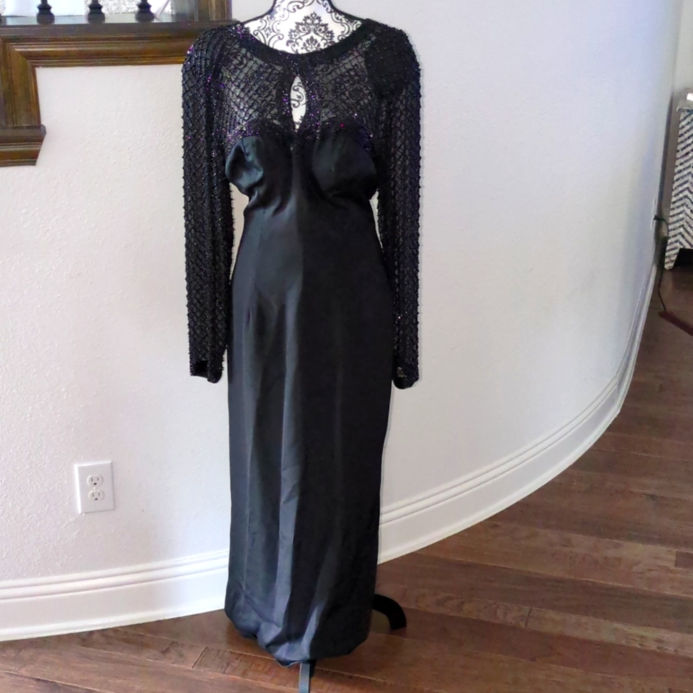 Sexy Sho Max Original Beaded Black Evening Gown